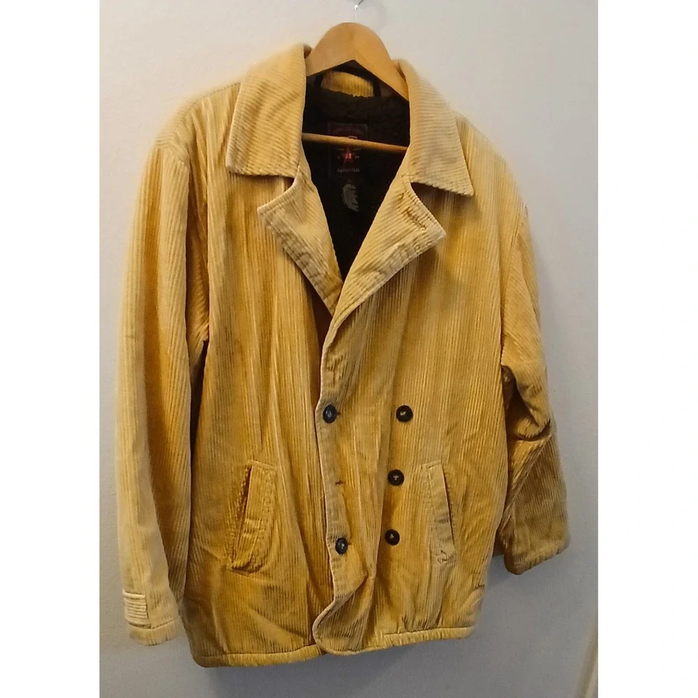 American Eagle Oversized Corduroy Coat Shearling Sherpa Lined Men's Medium Beige